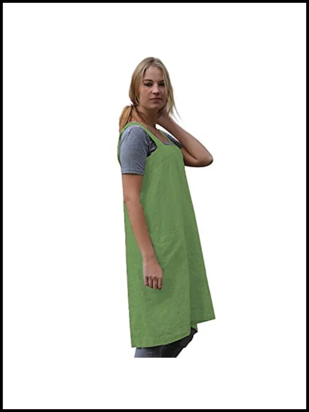Cotton Cross Back Pinafore Apron with Large Pockets for Kitchen Gardening